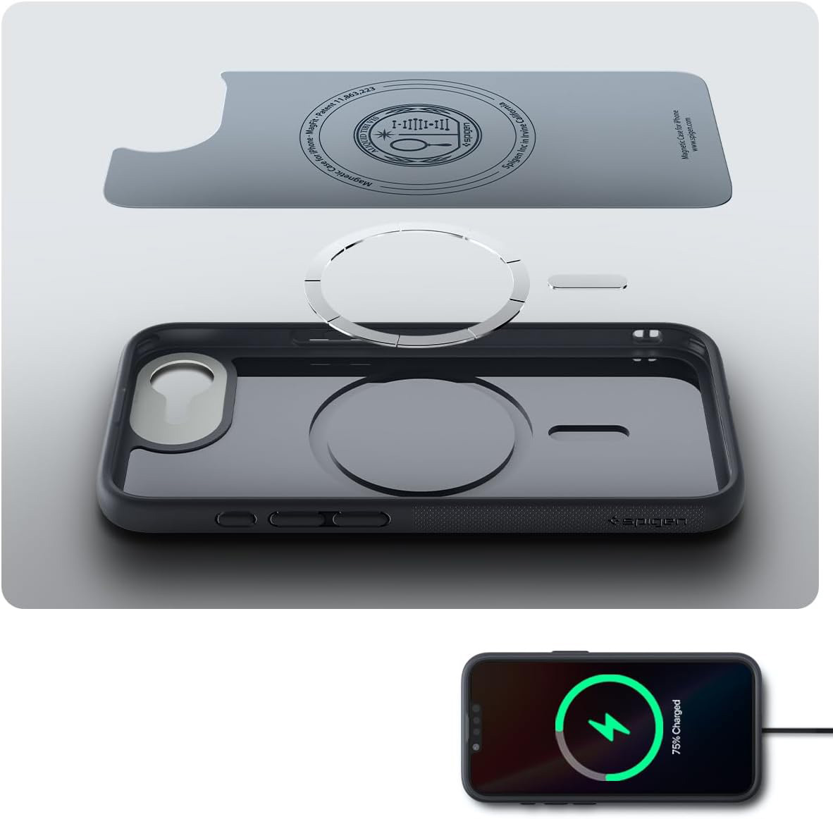Etui Spigen Nano Pop Mag do MagSafe do iPhone 16e, czarno-szare